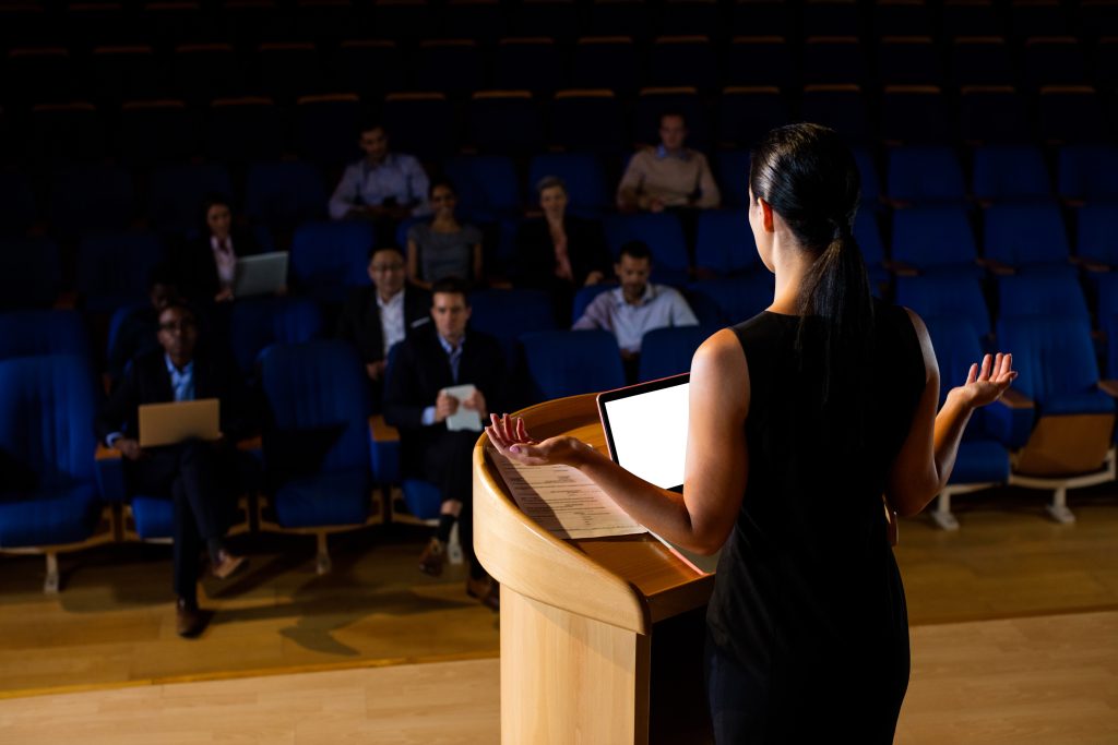 Conference keynote — illustrative conference photography from Freepik